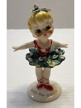 Lefton Little Miss Mistletoe Standing Figurine - VGUC (Please Read Description)